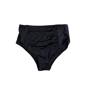 Wolford High Waisted Bikini Bottoms Black 38 Ruched Slimming Luxury Swimwear